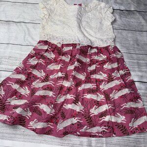 Mini Boden 5-6 Years Bunny Rabbit Dress Eyelet Top